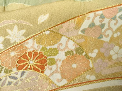 平和屋着物●訪問着　駒刺繍　絞り　吉祥雪輪花文　暈し染め　金彩　正絹　逸品　AABK1735cs