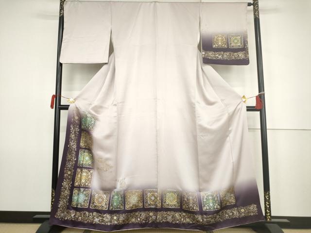 平和屋着物●訪問着　色紙正倉院花文　鳳凰　暈し染め　金銀彩　正絹　逸品　AABK1740cs
