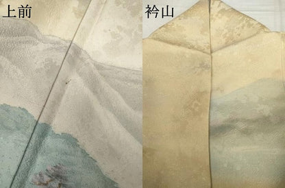 平和屋着物●京友禅作家　黒島敏　訪問着　手描き　風景文　正絹　逸品　AABK1741cs