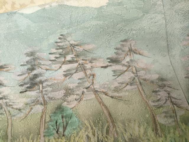 平和屋着物●京友禅作家　黒島敏　訪問着　手描き　風景文　正絹　逸品　AABK1741cs