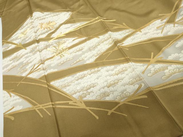 平和屋着物●豪華色留袖　駒刺繍　松　金彩　正絹　逸品　AABK1745cs