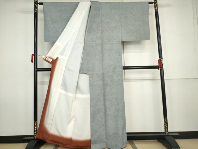 平和屋着物●結城紬　80亀甲　草花文　やまと誂製　正絹　逸品　AABK1746cs