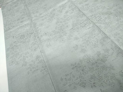 平和屋着物●結城紬　80亀甲　草花文　やまと誂製　正絹　逸品　AABK1746cs