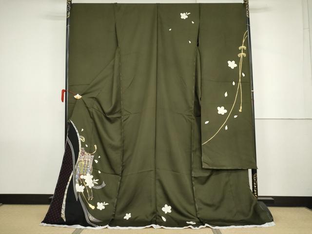 平和屋着物●豪華振袖　御所車花文　金彩　仮絵羽　逸品　未使用　AABK1752cs