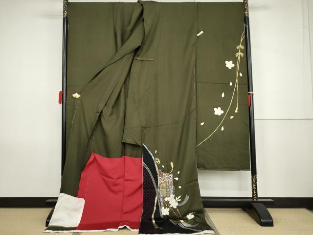平和屋着物●豪華振袖　御所車花文　金彩　仮絵羽　逸品　未使用　AABK1752cs