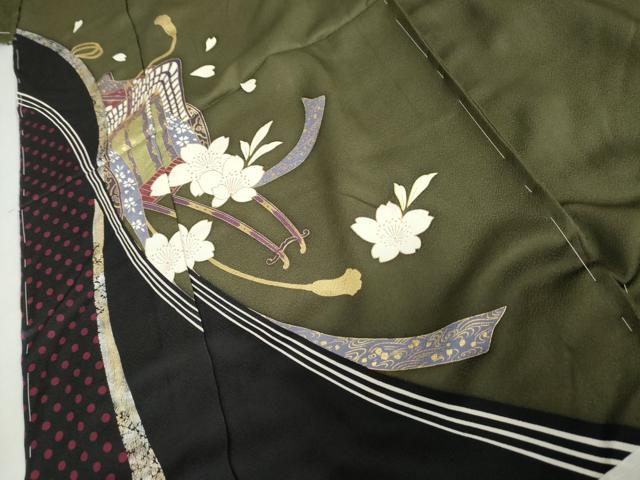 平和屋着物●豪華振袖　御所車花文　金彩　仮絵羽　逸品　未使用　AABK1752cs