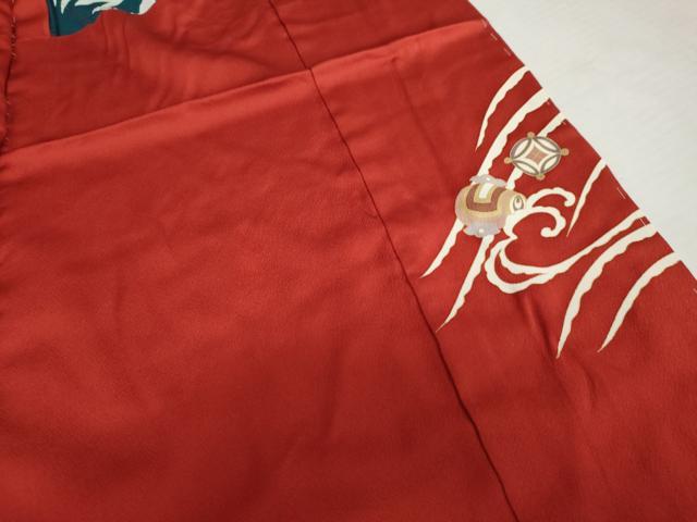 平和屋着物●豪華振袖　駒刺繍　吉祥草花文　鶴　暈し染め　金彩　丹後ちりめん　仮絵羽　逸品　未使用　AABK1753cs