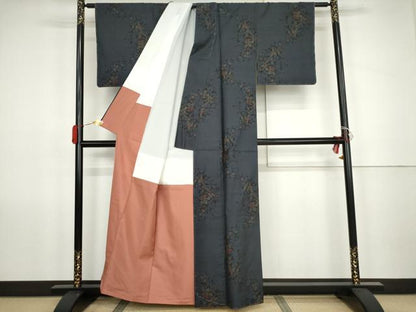 平和屋着物●本場大島紬　9マルキ　枝花文　駒長特製　証紙付き　正絹　逸品　未使用　AABK1757cs