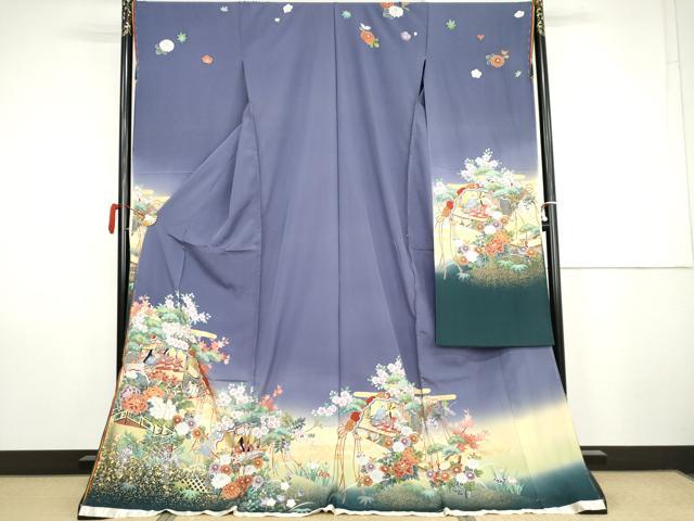 平和屋着物●吉澤友禅　振袖　駒刺繍　源氏物語　暈し染め　金彩　仮絵羽　逸品　未使用　AABK1758cs