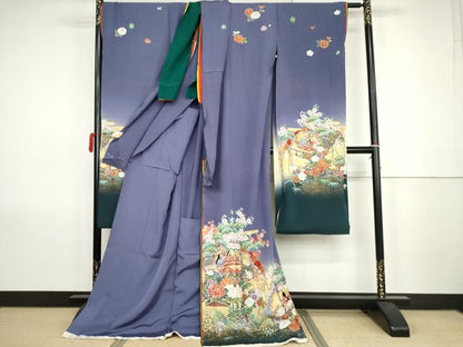 平和屋着物●吉澤友禅　振袖　駒刺繍　源氏物語　暈し染め　金彩　仮絵羽　逸品　未使用　AABK1758cs