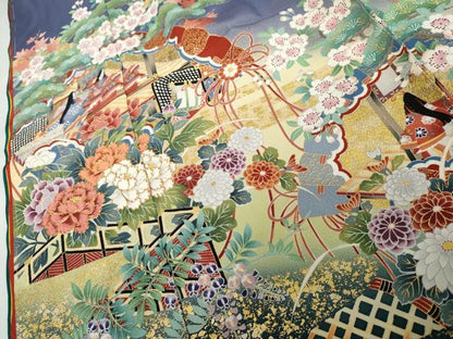 平和屋着物●吉澤友禅　振袖　駒刺繍　源氏物語　暈し染め　金彩　仮絵羽　逸品　未使用　AABK1758cs