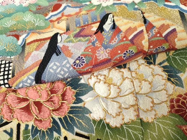 平和屋着物●吉澤友禅　振袖　駒刺繍　源氏物語　暈し染め　金彩　仮絵羽　逸品　未使用　AABK1758cs