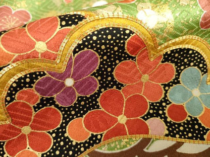 平和屋着物●吉澤友禅　振袖　駒刺繍　絞り　吉祥草花文　金彩　仮絵羽　逸品　未使用　AABK1760cs
