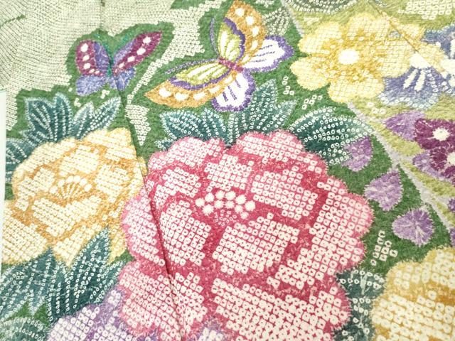 平和屋着物●豪華振袖　花蝶文　正絹　逸品　AABK1761cs