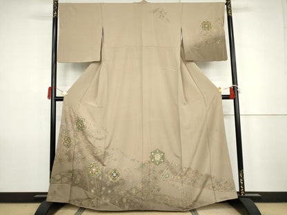 平和屋着物●中国三大刺繍　スワトウ刺繍　汕頭刺繍　総刺繍　蘇州刺繍　訪問着　正倉院花文　暈し染め　金糸　正絹　逸品　AABK1762cs