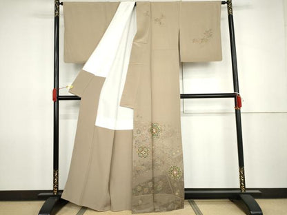 平和屋着物●中国三大刺繍　スワトウ刺繍　汕頭刺繍　総刺繍　蘇州刺繍　訪問着　正倉院花文　暈し染め　金糸　正絹　逸品　AABK1762cs