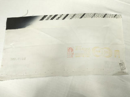 平和屋着物●京の名門　友禅　染の北川　訪問着　刺繍　斜縞　暈し染め　黒地　金糸　金彩　反端付き　正絹　逸品　AABK1763cs