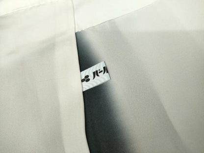 平和屋着物●京の名門　友禅　染の北川　訪問着　刺繍　斜縞　暈し染め　黒地　金糸　金彩　反端付き　正絹　逸品　AABK1763cs