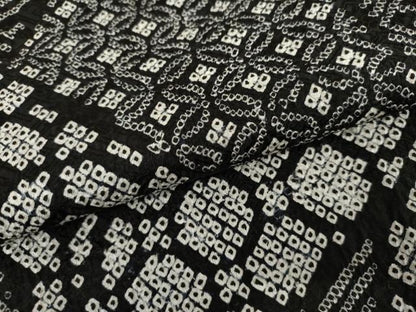平和屋着物●上質な小紋　総絞り　切嵌吉祥文　黒地　正絹　逸品　AABK1767cs