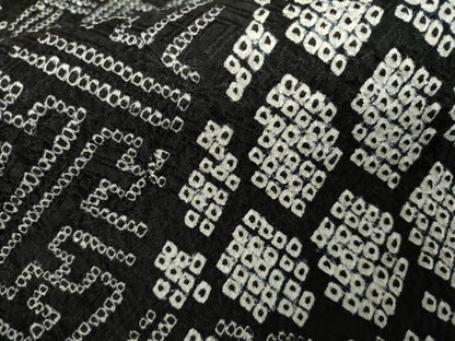 平和屋着物●上質な小紋　総絞り　切嵌吉祥文　黒地　正絹　逸品　AABK1767cs