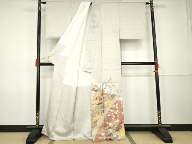 平和屋着物●豪華色留袖　駒刺繍　雪輪草花文　暈し染め　金彩　正絹　逸品　AABK1768cs