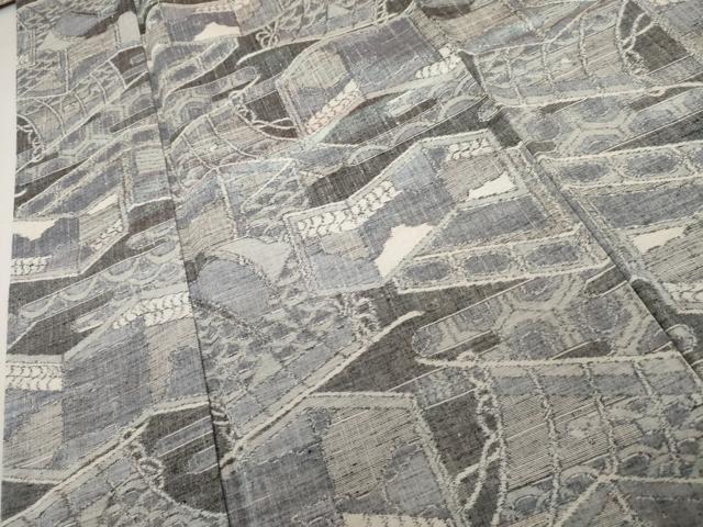 平和屋着物▼小千谷紬　屏風几帳吉祥文　正絹　逸品　AABK1770cs