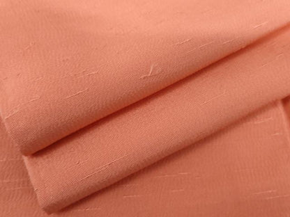 平和屋着物●上質な色無地　お召ちりめん　珊瑚朱色　正絹　逸品　AABK1771cs