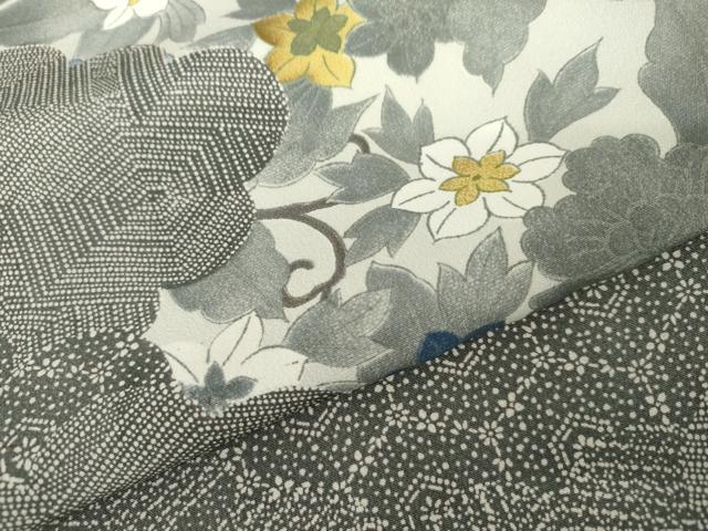 平和屋着物●訪問着　枝花文　金通し地　正絹　逸品　AABK1776cs