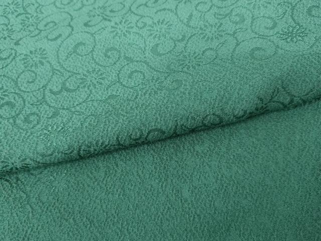 平和屋着物●上質な色無地　花唐草地紋　木賊色　正絹　逸品　AABK1779cs