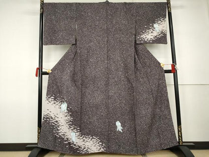 平和屋着物●訪問着　シロサギ　白鷺　たたき染め　金彩　さが美扱い　正絹　逸品　AABK1780cs