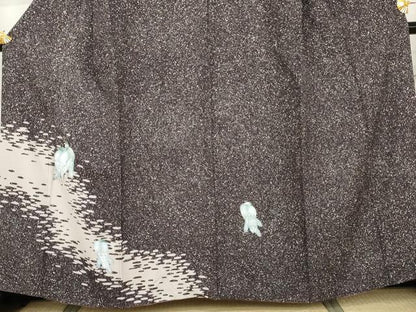 平和屋着物●訪問着　シロサギ　白鷺　たたき染め　金彩　さが美扱い　正絹　逸品　AABK1780cs
