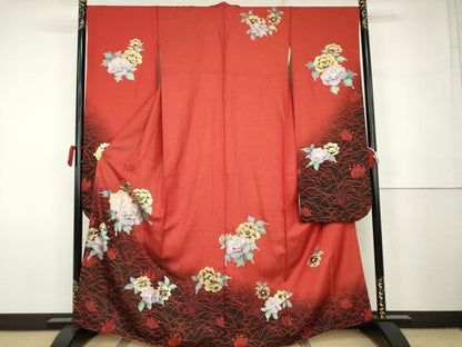 平和屋着物●豪華振袖　花蝶文　金彩　金通し地　正絹　逸品　AABK1782cs