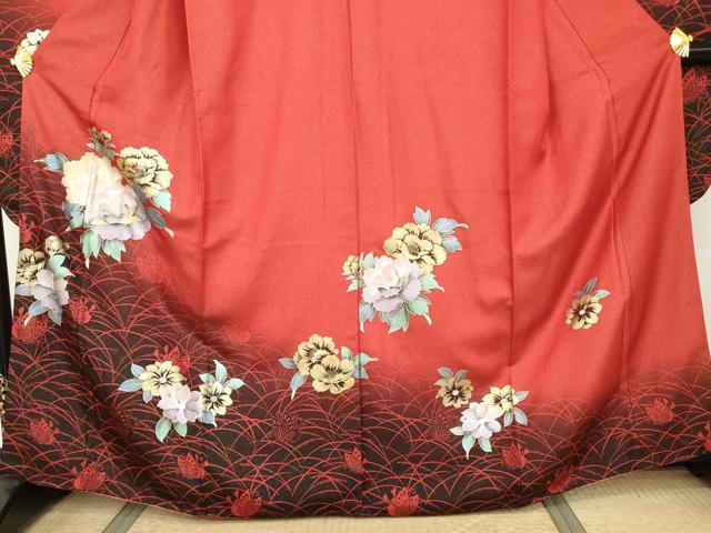 平和屋着物●豪華振袖　花蝶文　金彩　金通し地　正絹　逸品　AABK1782cs