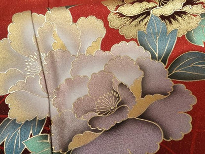 平和屋着物●豪華振袖　花蝶文　金彩　金通し地　正絹　逸品　AABK1782cs