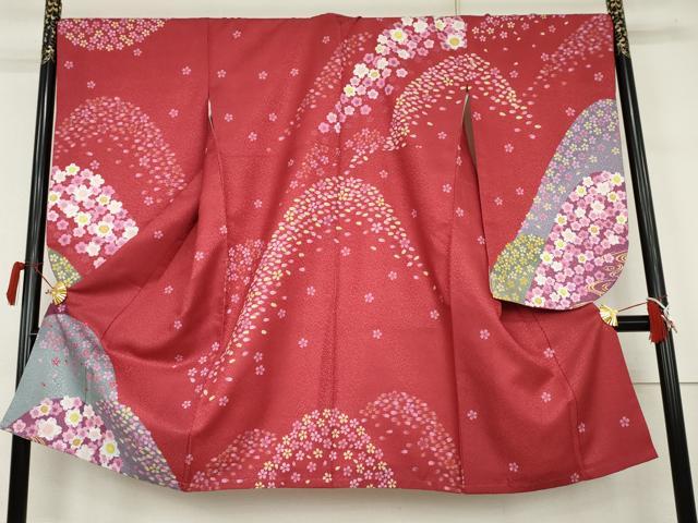 平和屋着物●小振袖　二尺袖　舞桜　洗える着物　AABK1783cs