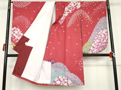 平和屋着物●小振袖　二尺袖　舞桜　洗える着物　AABK1783cs
