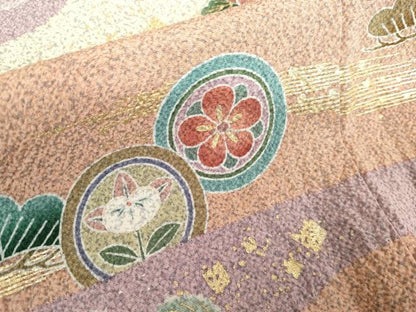 平和屋着物●訪問着　吉祥草花文　金銀彩　正絹　逸品　AABK1786cs