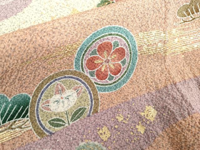 平和屋着物●訪問着　吉祥草花文　金銀彩　正絹　逸品　AABK1786cs