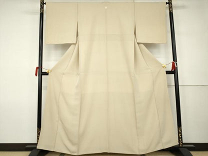 平和屋着物●上質な色無地　砂色　正絹　逸品　AABK1787cs
