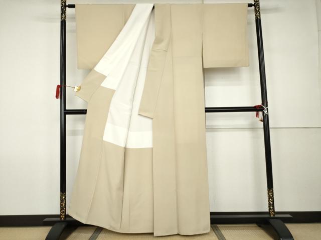 平和屋着物●上質な色無地　砂色　正絹　逸品　AABK1787cs
