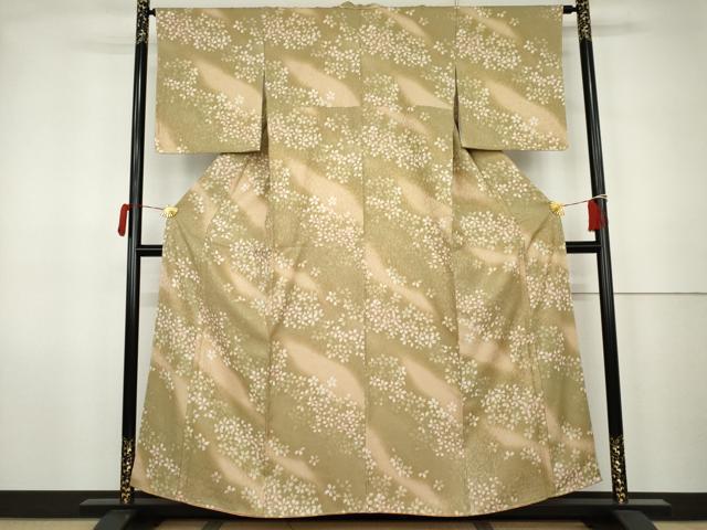 平和屋着物●上質な小紋　舞桜　暈し染め　正絹　逸品　AABK1788cs