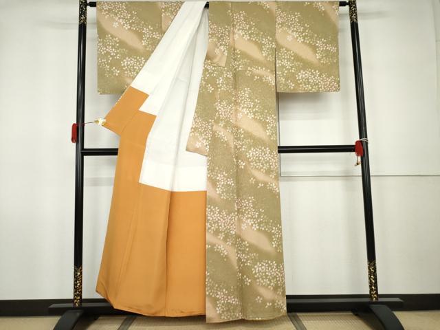 平和屋着物●上質な小紋　舞桜　暈し染め　正絹　逸品　AABK1788cs