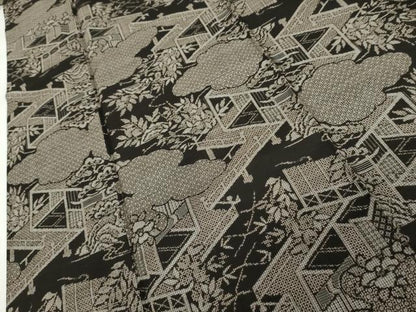 平和屋着物●本場大島紬　割込み絣　雲取り風景文　正絹　逸品　AABK1792cs