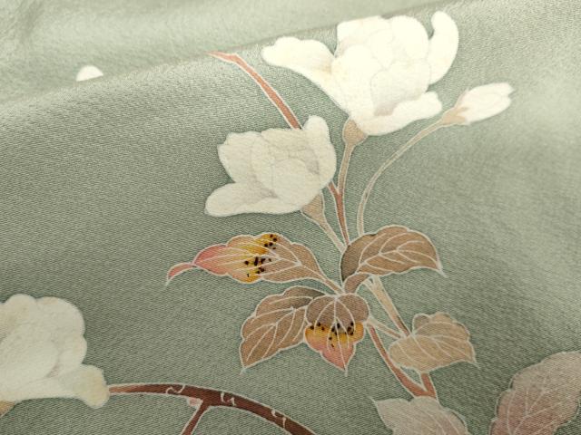 平和屋着物●京加賀友禅　百貫達雄　訪問着　枝花文　暈し染め　正絹　逸品　AABK1793cs