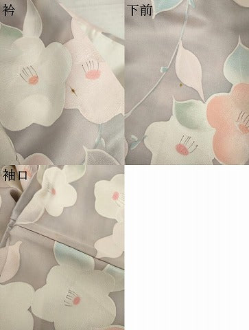 平和屋着物●上質な小紋　地紋起こし　椿　暈し染め　正絹　逸品　未使用　AABK1794cs