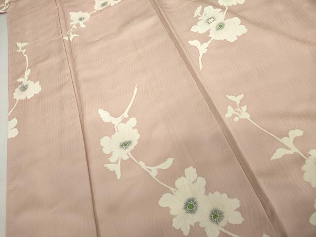平和屋着物▼上質な小紋　枝花文　丹後ちりめん　反端付き　正絹　逸品　AABK1797cs