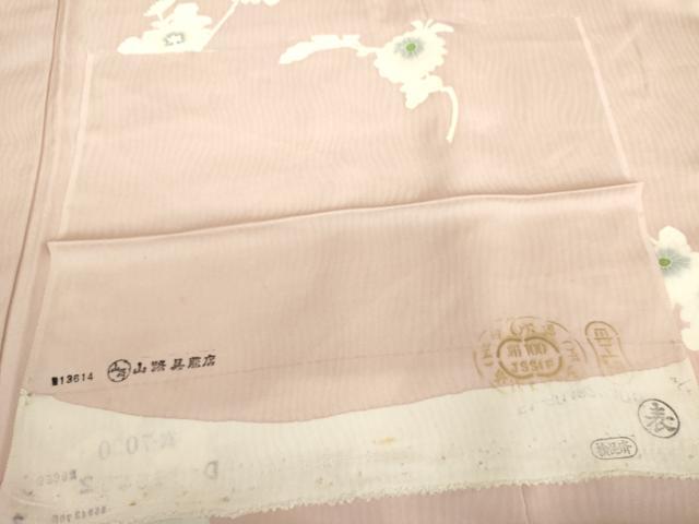 平和屋着物▼上質な小紋　枝花文　丹後ちりめん　反端付き　正絹　逸品　AABK1797cs