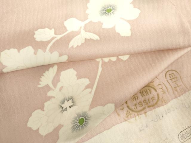 平和屋着物▼上質な小紋　枝花文　丹後ちりめん　反端付き　正絹　逸品　AABK1797cs