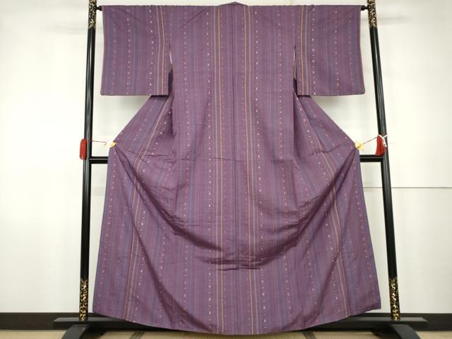 平和屋着物●花織　紬　間道　正絹　逸品　AABK1802cs