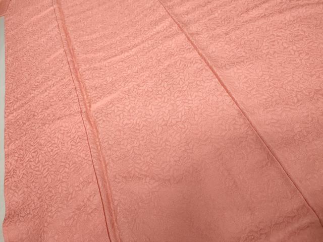平和屋着物●上質な色無地　南天地紋　紅梅色　ロング丈　正絹　逸品　未使用　AABK1804cs